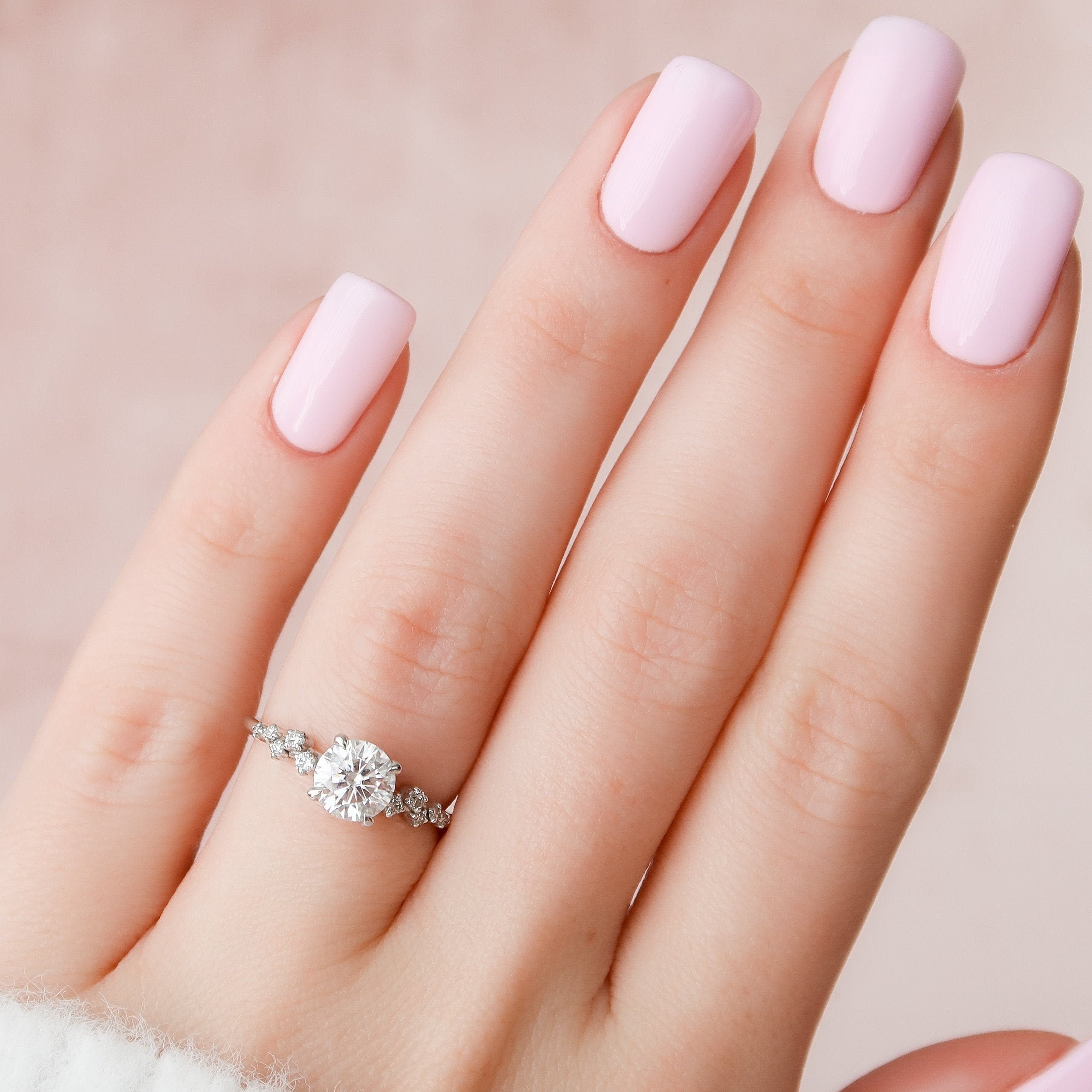 1.0 CT Round Cut Pave Moissanite Engagement Ring 1